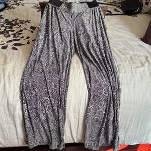 INC International Concepts Black and White Paisley Wide Leg Pants